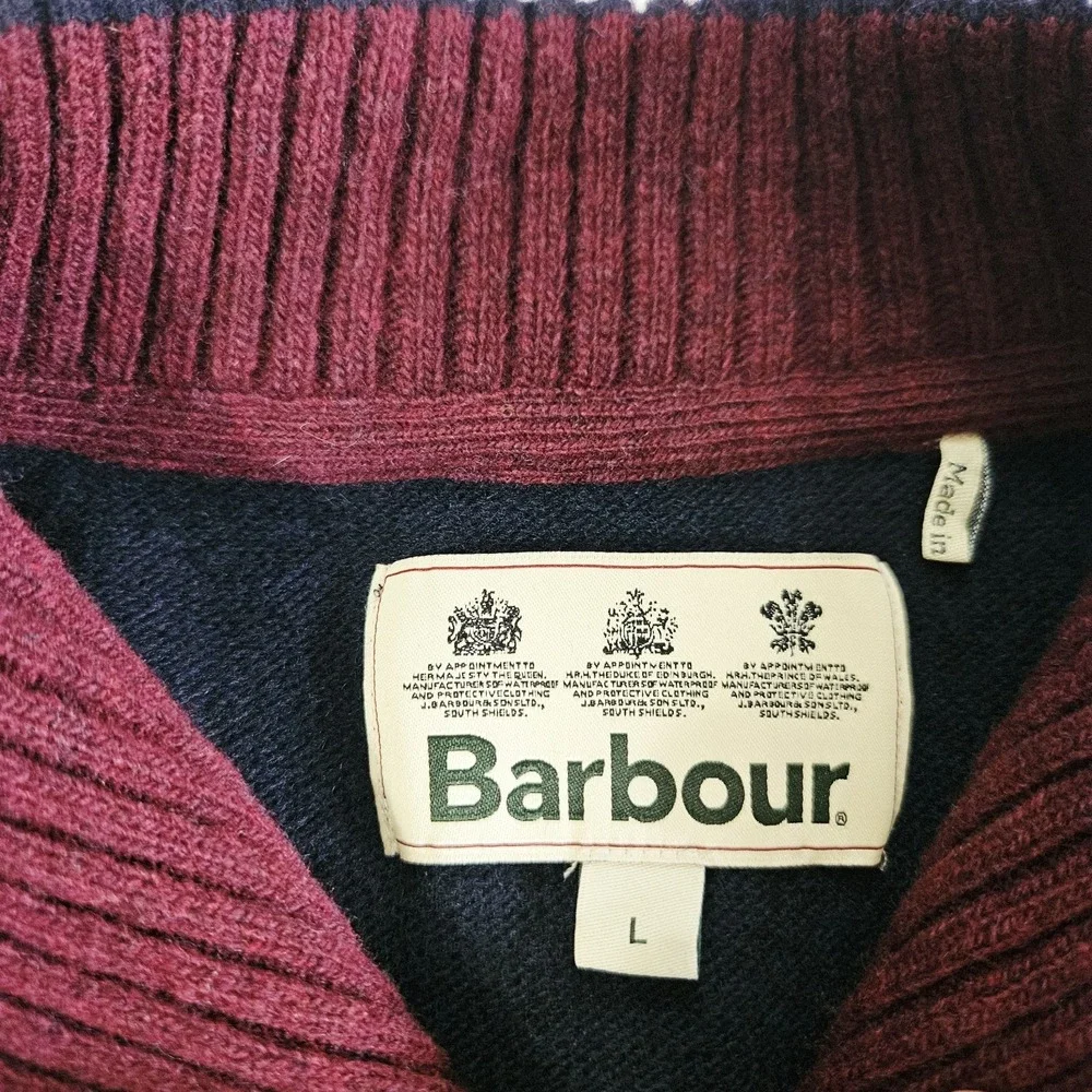 Barbour Quarter Zip Men's Size Large Black Pullober Long Sleeved Vintage